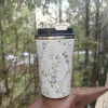 Flower-and-bird art ceramic inner liner coffee cup with high appearance level, portable stainless steel insulated and cold-water cup for both men and women Application Scenario